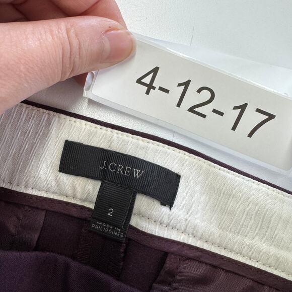 J.Crew Pants Womens 2 Purple Red Martie Bi Stretch High Waist Crop Ankle cotton‎ - Picture 4 of 9